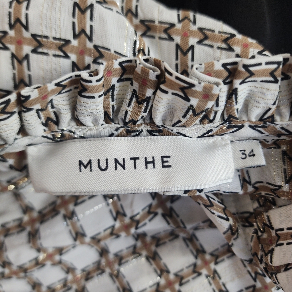 Munthe Cream Brown Ruffle Midi Dress Scandinavian Boho Chic - Picture 8 of 9